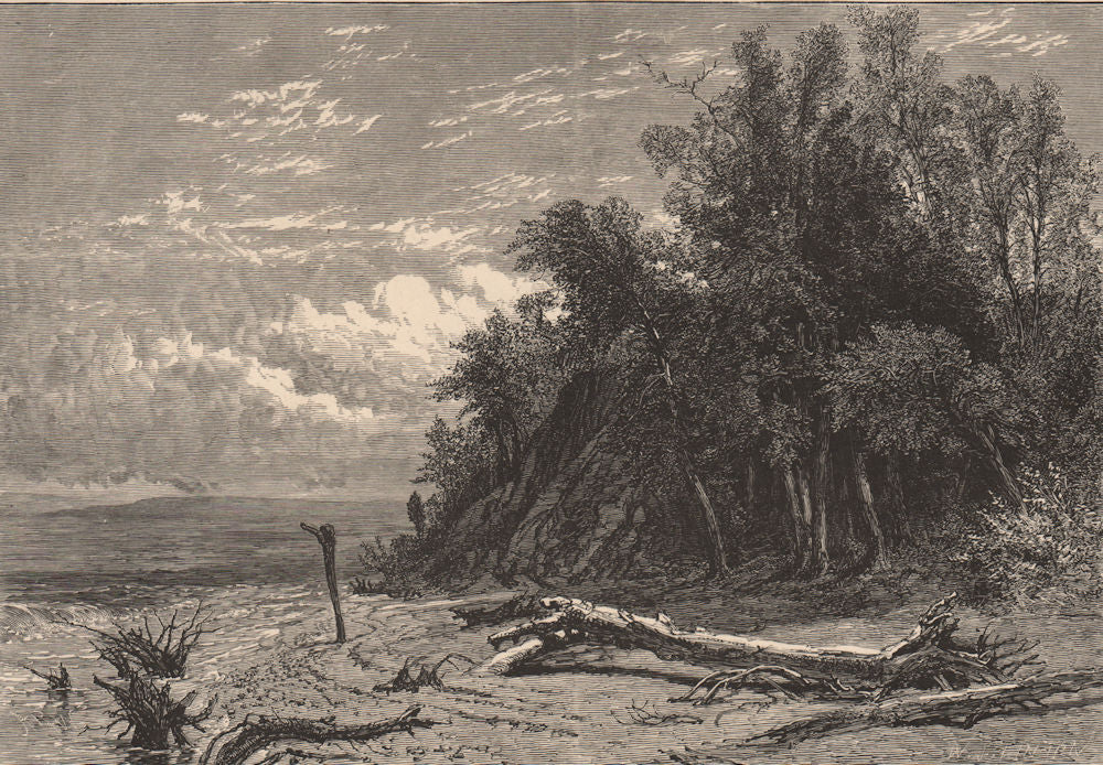 ILLINOIS. The Shore at Lake Forest 1874 old antique vintage print picture